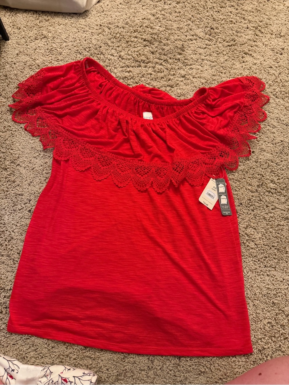 Women’s Red Lace Trim Top